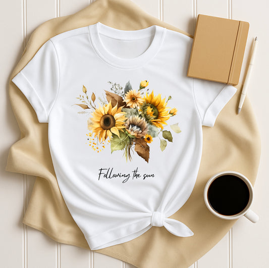 Sunflower- Inspired Unisex T-Shirt, Summer Vibes Apparel, Following the Sun Shirt,